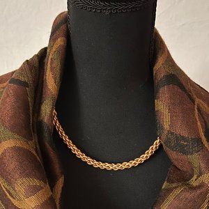 Carolyn Pollack Bronze Braided Leather Adjustable Cord Necklace